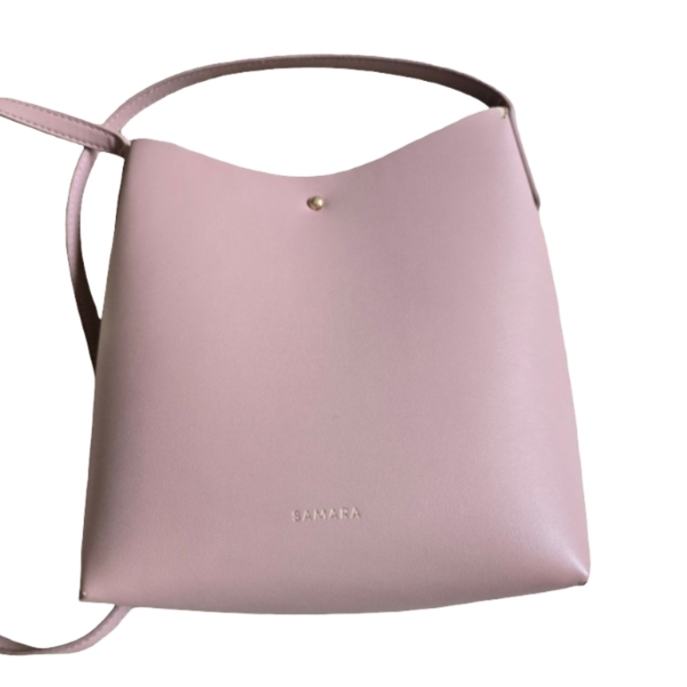 Samara Crossbody Bag Bucket Vegan Leather Shoulder Clutch Purse Peony Pink Med